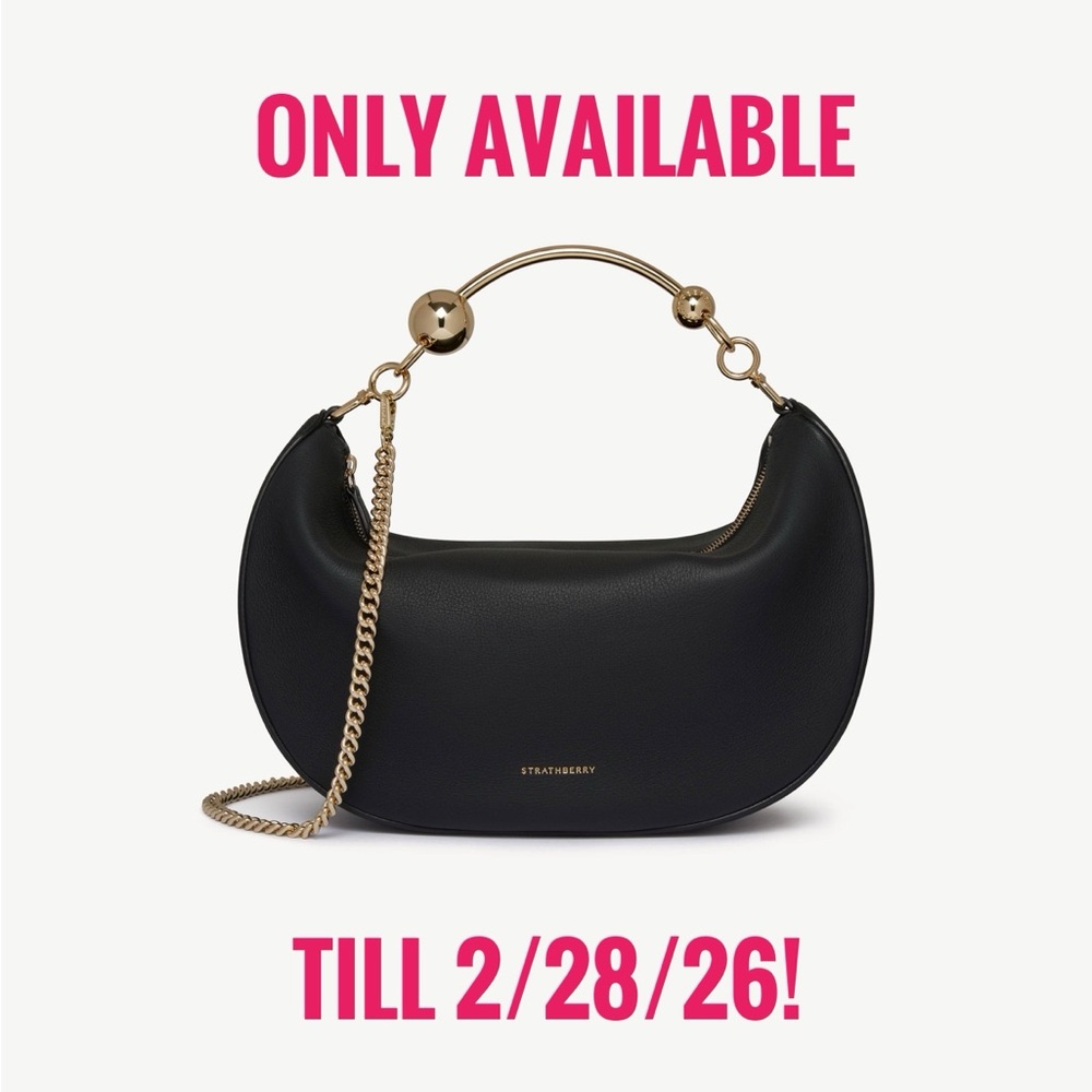 NIB STRATHBERRY Crescent Moon Leather Shoulder Bag